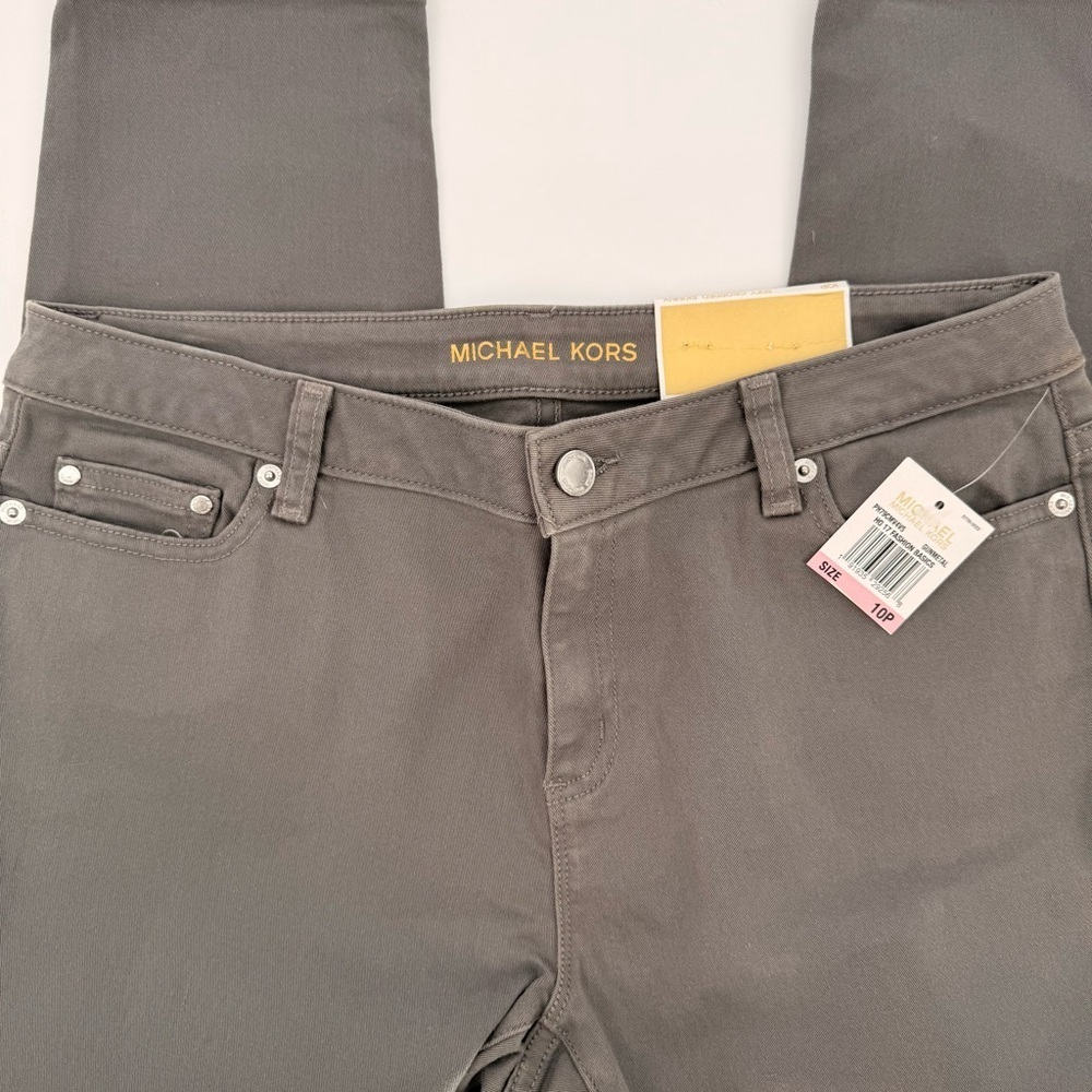 NWT MICHAEL Michael Kors Izzy Cropped Skinny Gray Jeans Size 10P - Picture 3 of 10